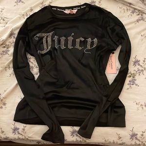 JUICY COUTURE long sleeve bejeweled velvet shirt / top